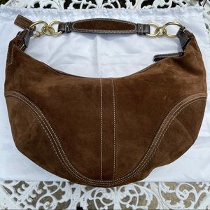 Coach Hampton Brown Suede Hobo Purse